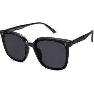 Sojos Retro Square Polarized Women Black Trendy Oversized frames Sunglasses